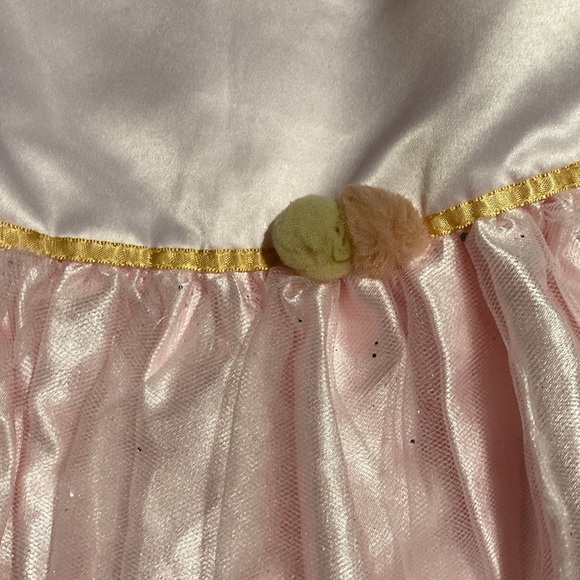 Dorissa sparkle tulle pink dress with a gold tie. - Picture 3 of 7